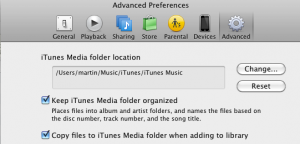 Screenshot: copying files to iTunes